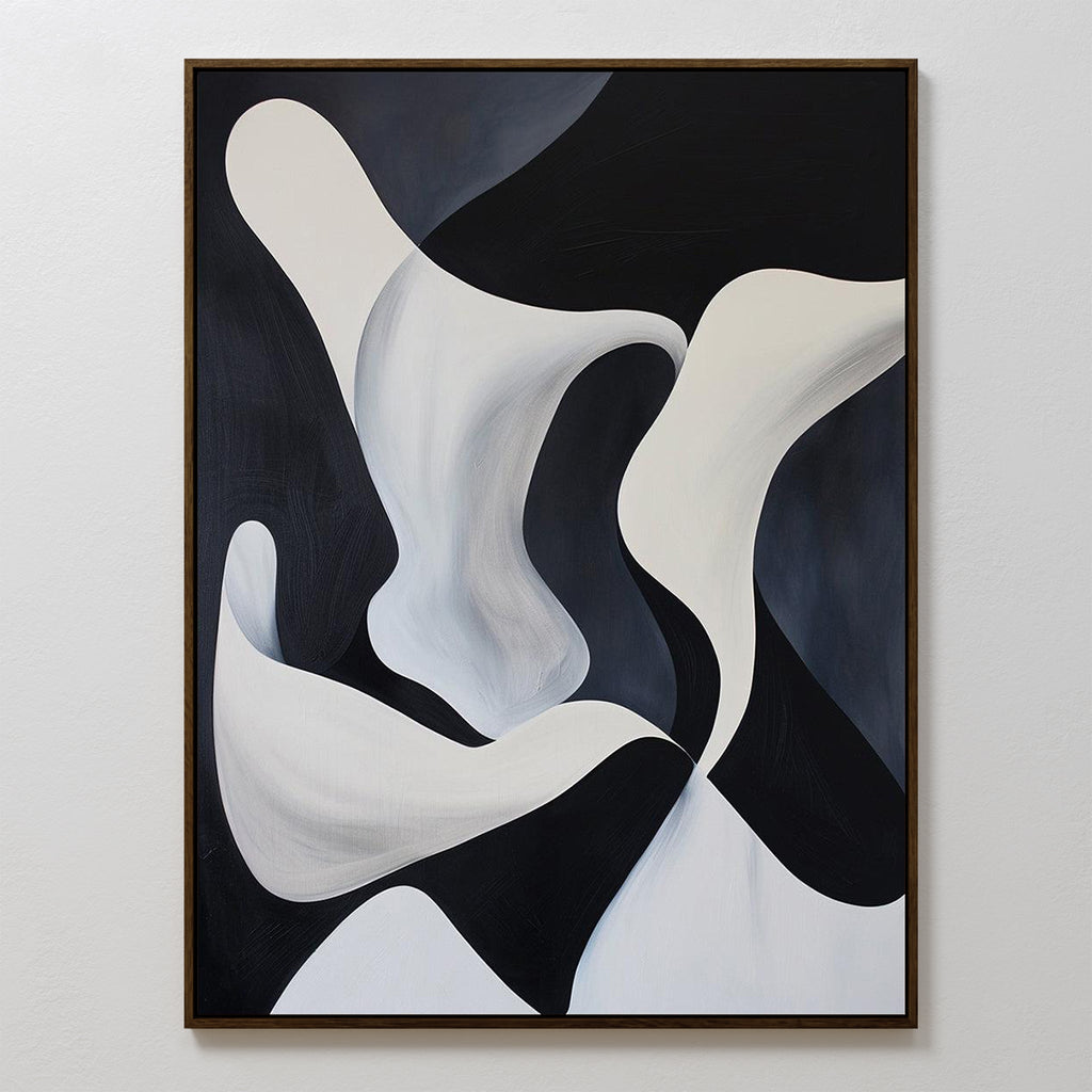 Midnight Tide – black and white abstract canvas wall art print by Aspire Prints