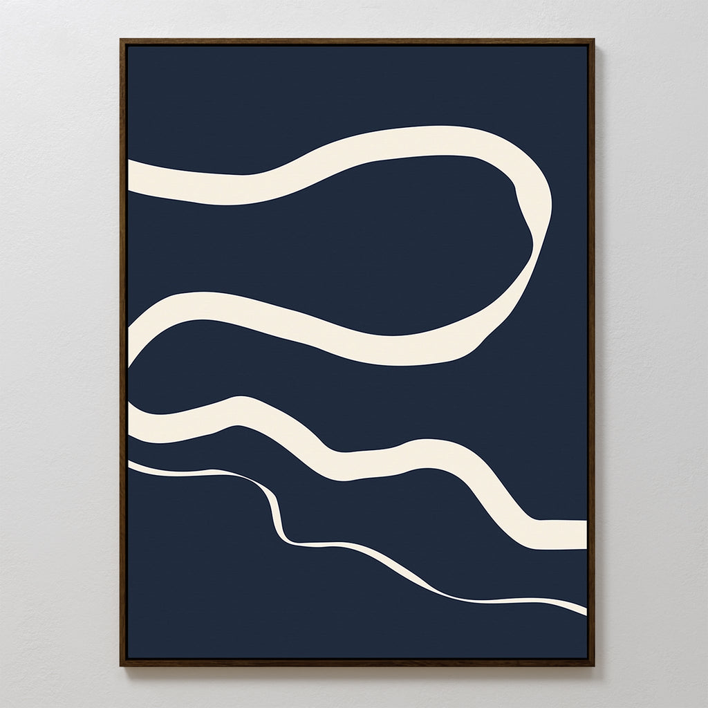 Whispers in Indigo – blue abstract canvas wall art print by Aspire Prints
