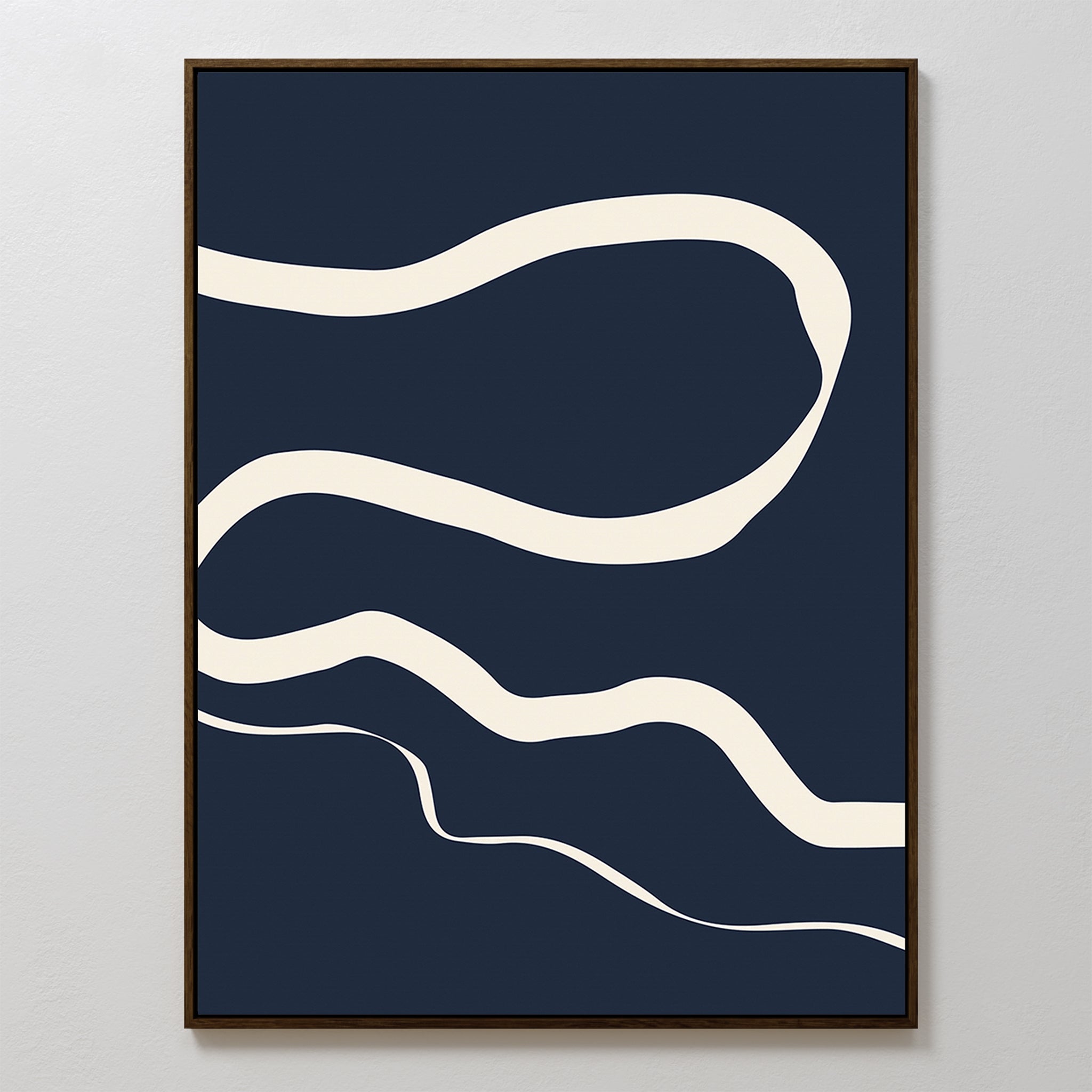 Whispers in Indigo – blue abstract canvas wall art print by Aspire Prints