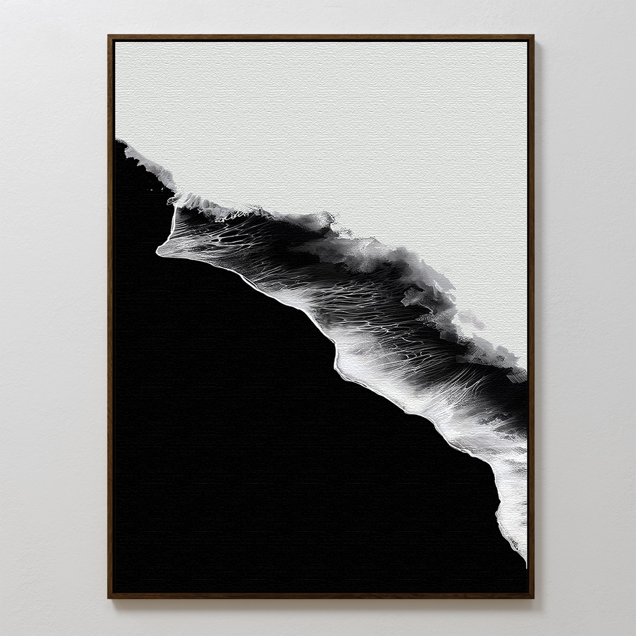 Midnight Tide Whispers – black coastal canvas wall art print by Aspire Prints