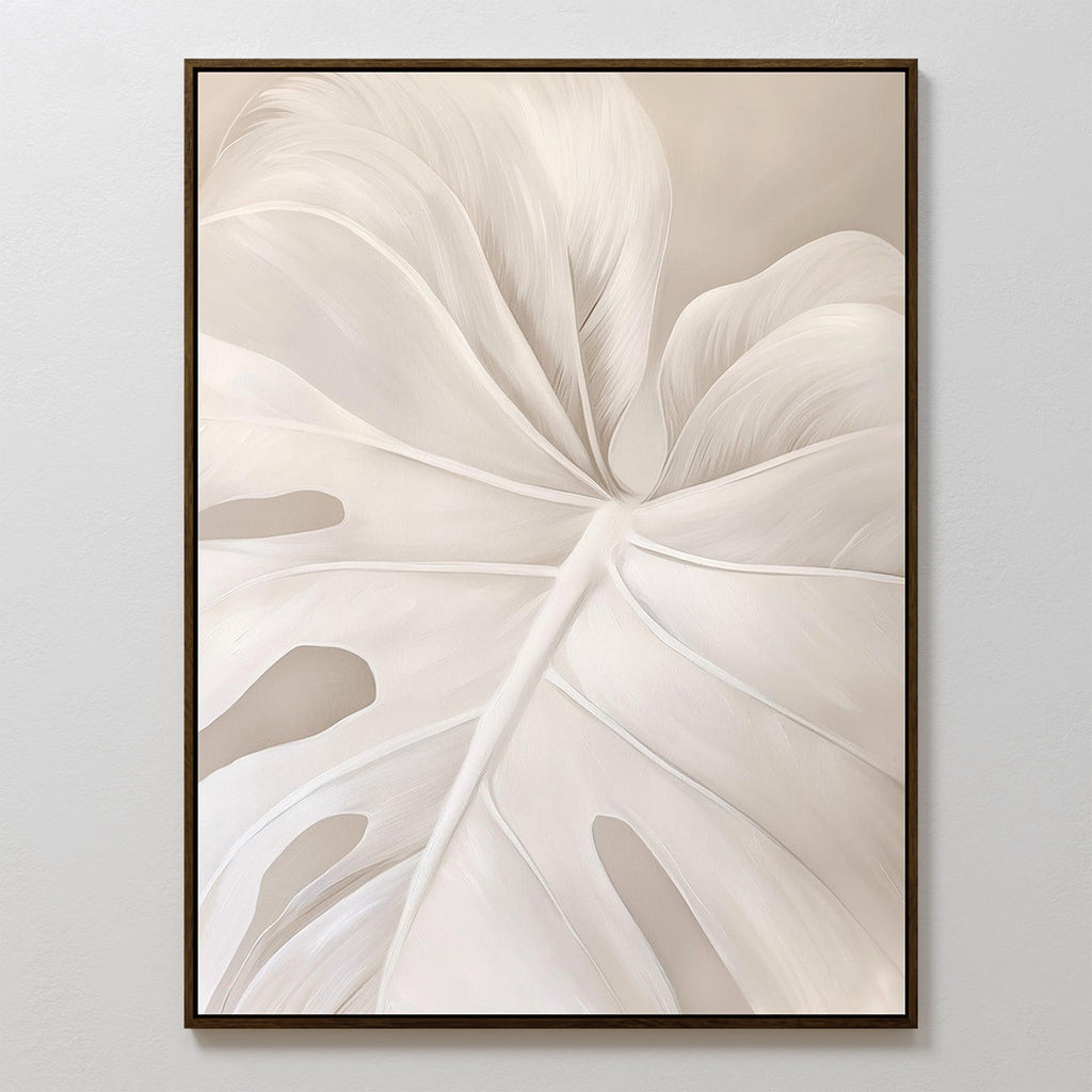 Whispering Fronds – beige and white botanical canvas wall art print by Aspire Prints
