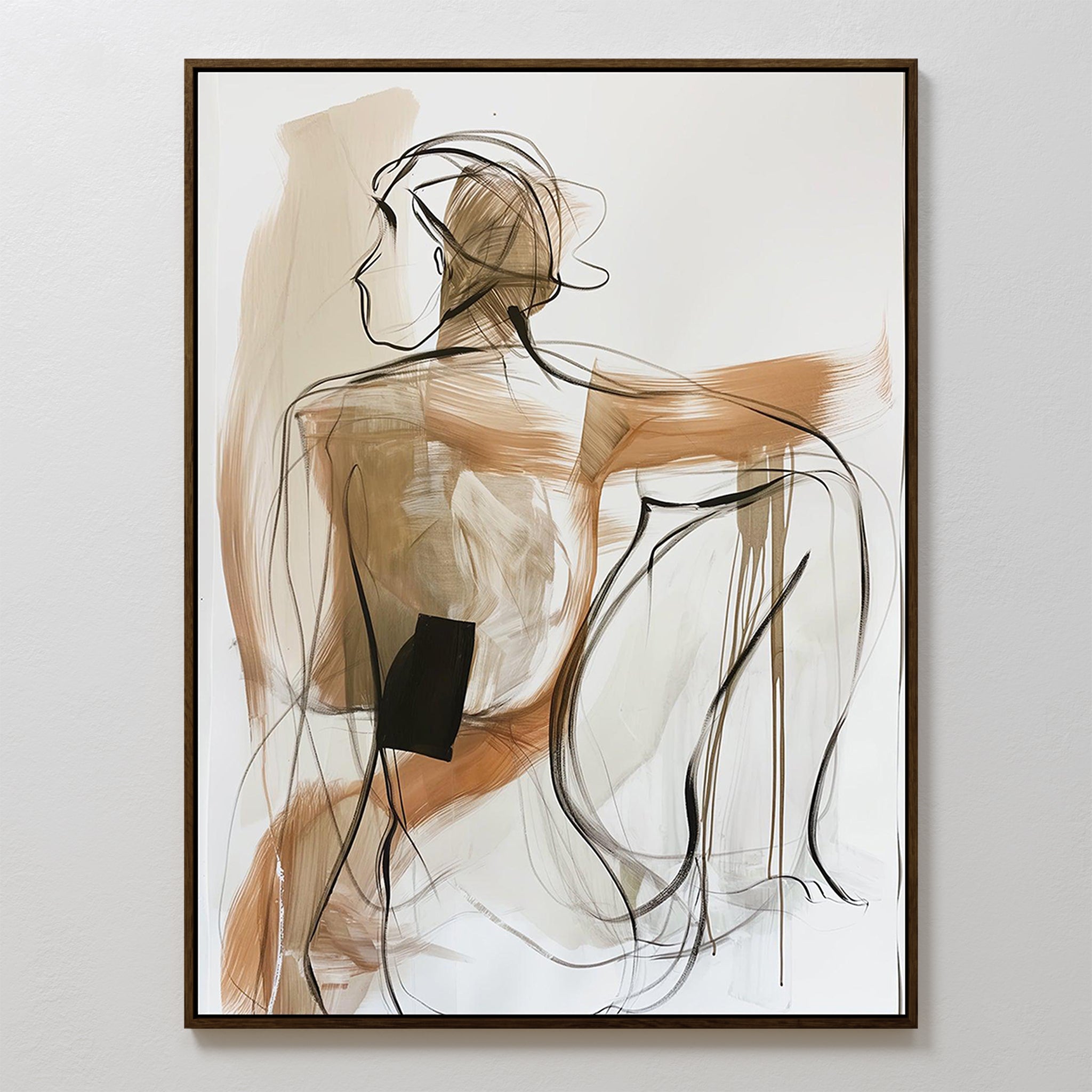 Whispered Stillness – earthy brown abstract canvas wall art print by Aspire Prints