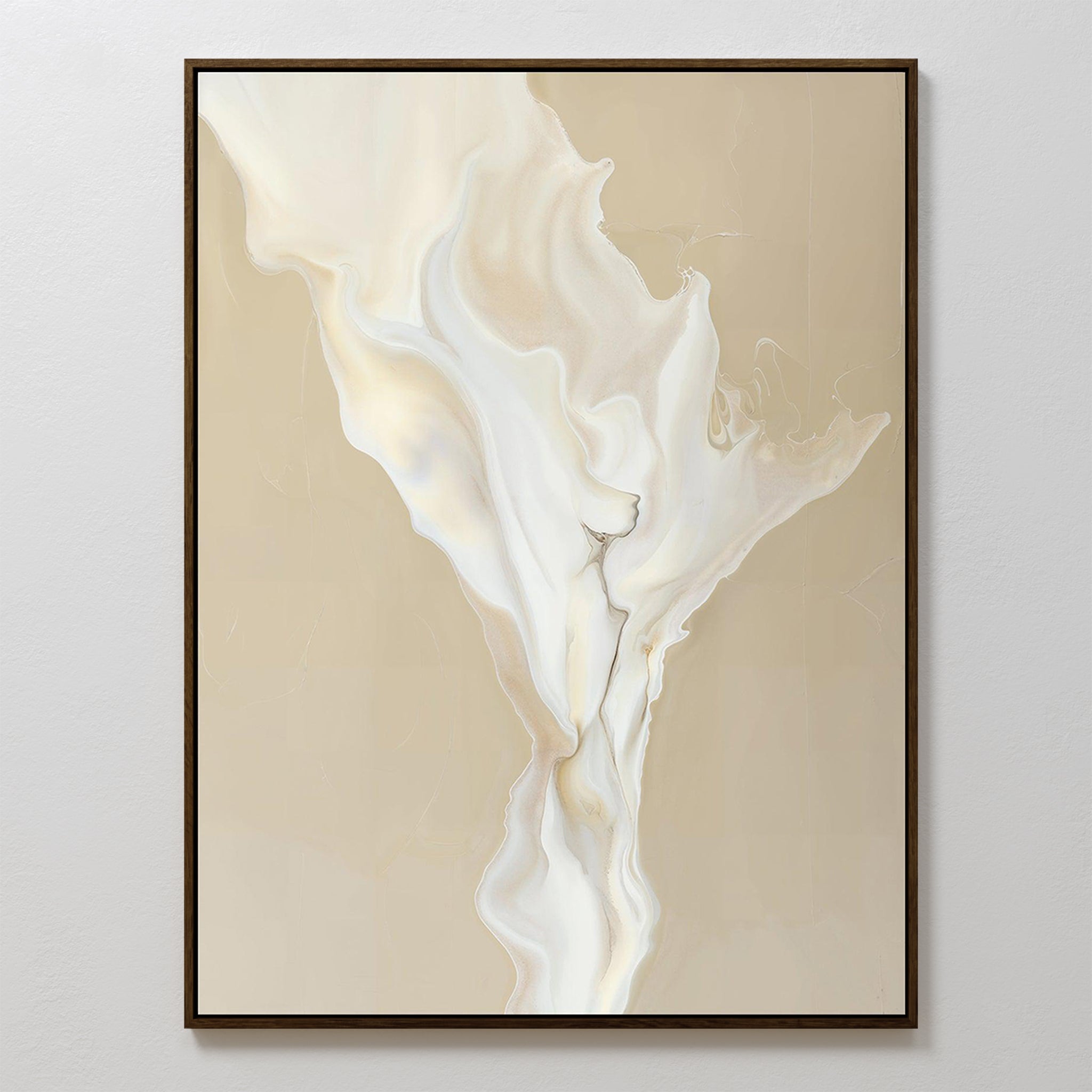 Whisper of Embers – beige and white abstract canvas wall art print by Aspire Prints