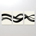 Whispered Strokes Triptych – Set of 3 Canvas Prints set of 3 – black and white abstract canvas wall art by Aspire Prints