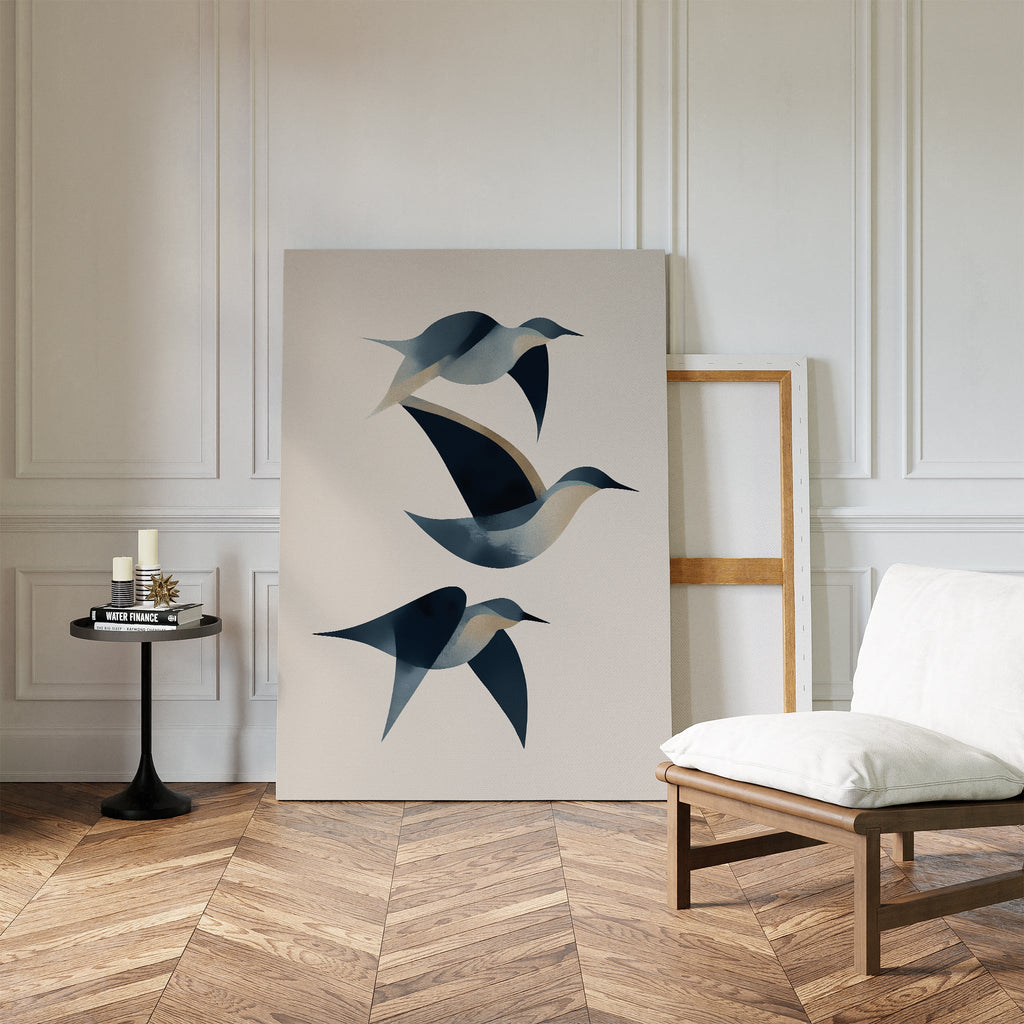 Abstract Birds in Motion Canvas Art