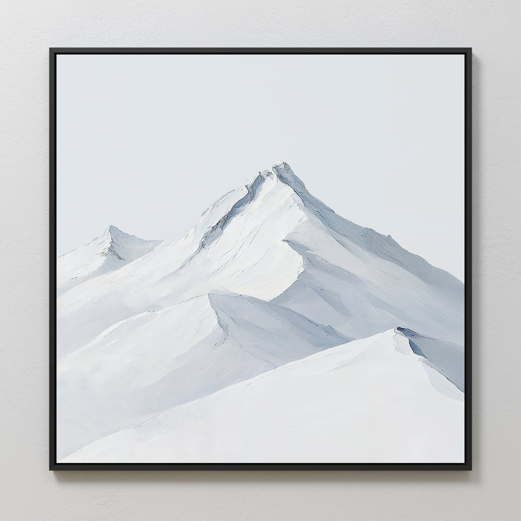 Whispers of the Summit – beige and white landscape canvas wall art print by Aspire Prints