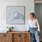 Whispers of the Summit – beige and white landscape canvas wall art print by Aspire Prints