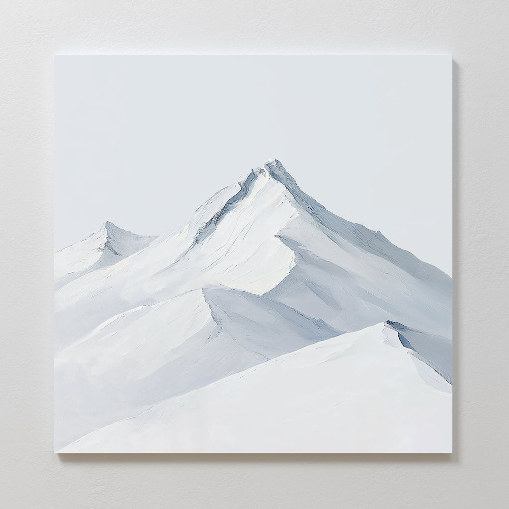 Whispers of the Summit – beige and white landscape canvas wall art print by Aspire Prints