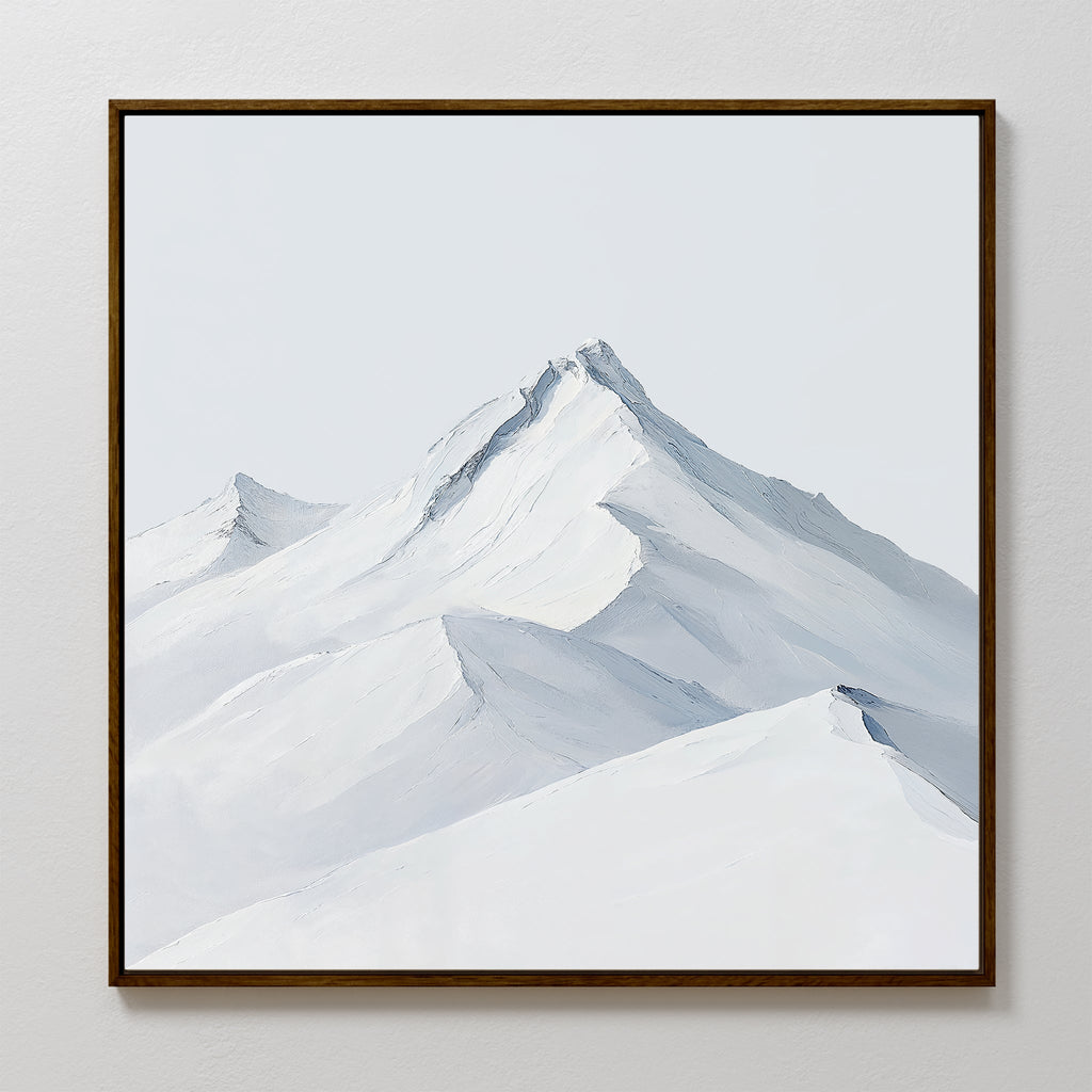 Whispers of the Summit – beige and white landscape canvas wall art print by Aspire Prints