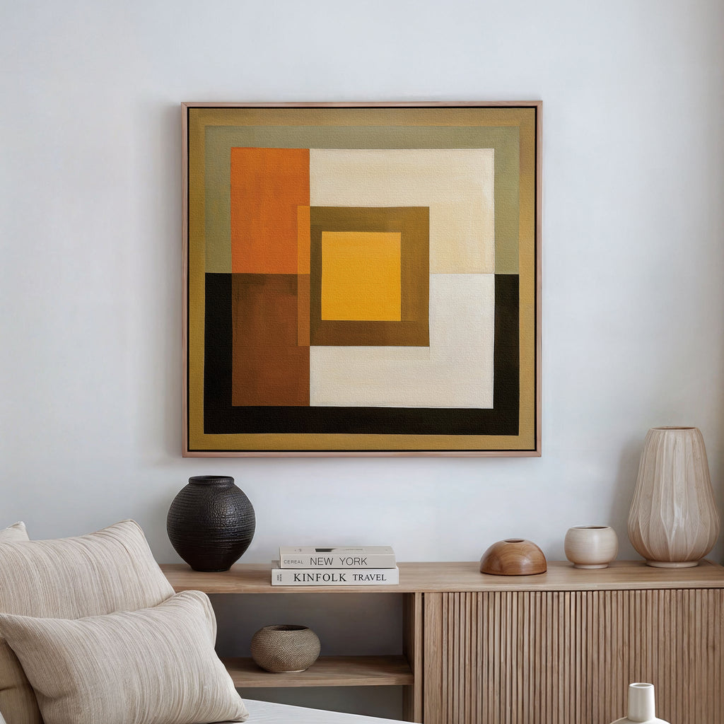 Ember Strata – green abstract canvas wall art print by Aspire Prints