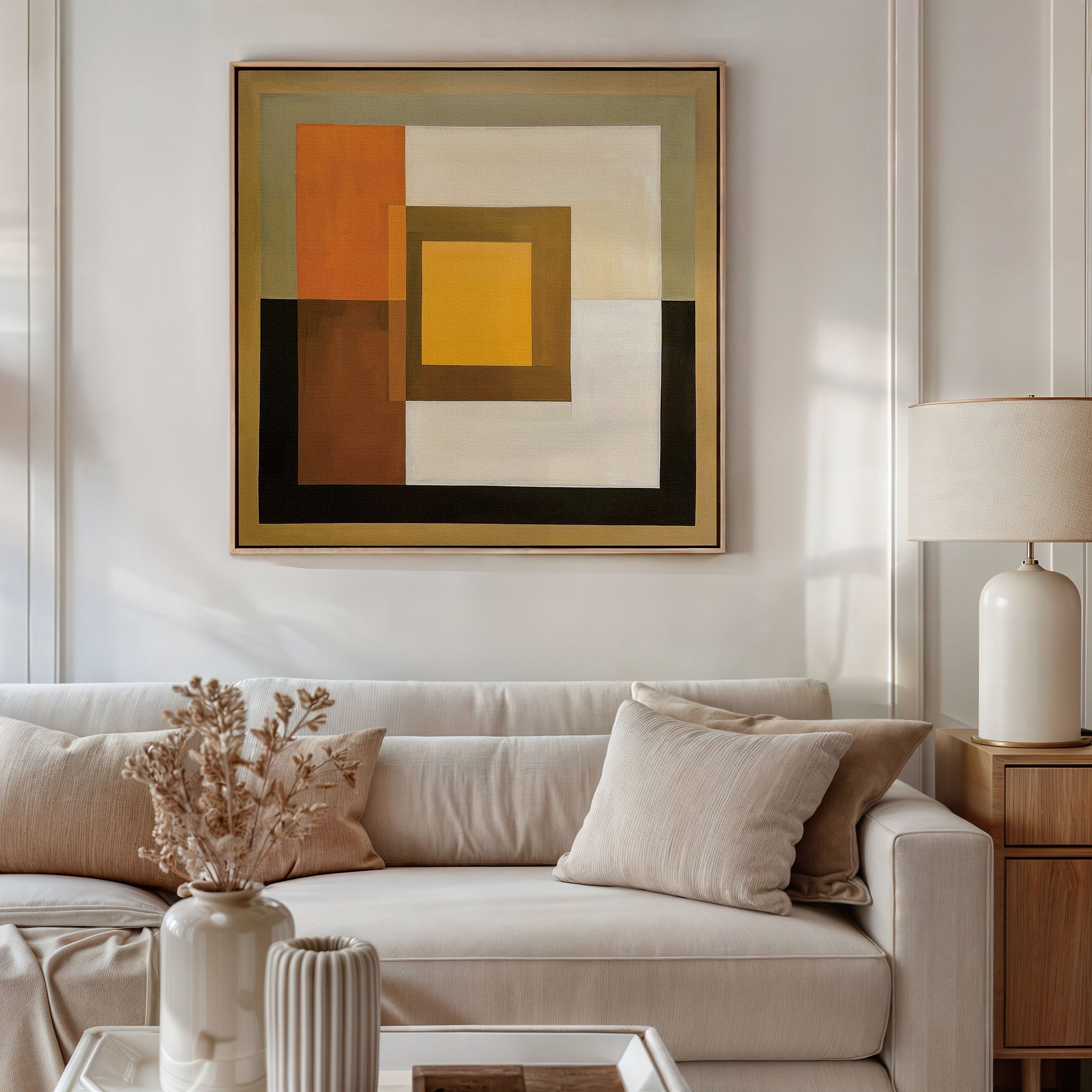Ember Strata – green abstract canvas wall art print by Aspire Prints