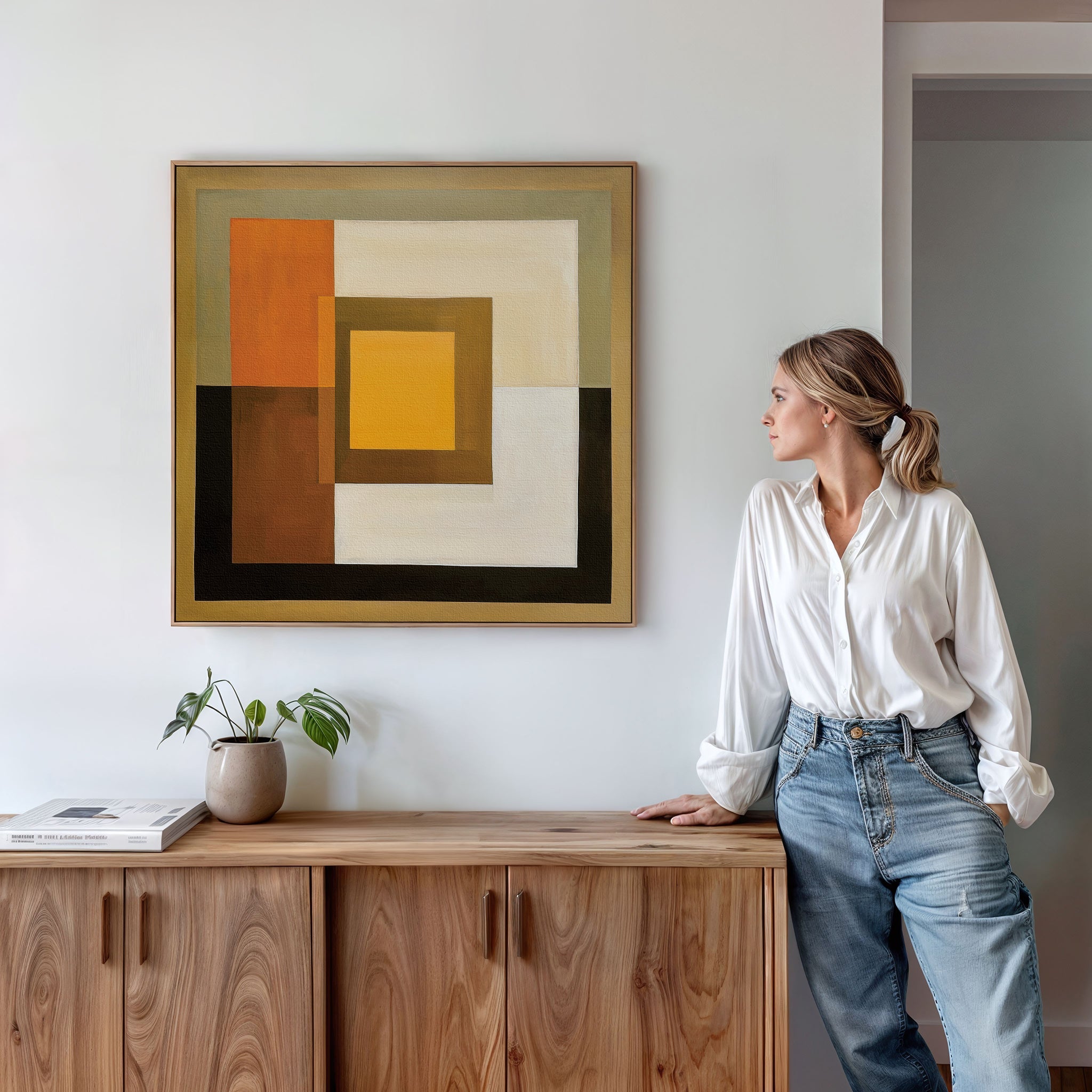 Ember Strata – green abstract canvas wall art print by Aspire Prints