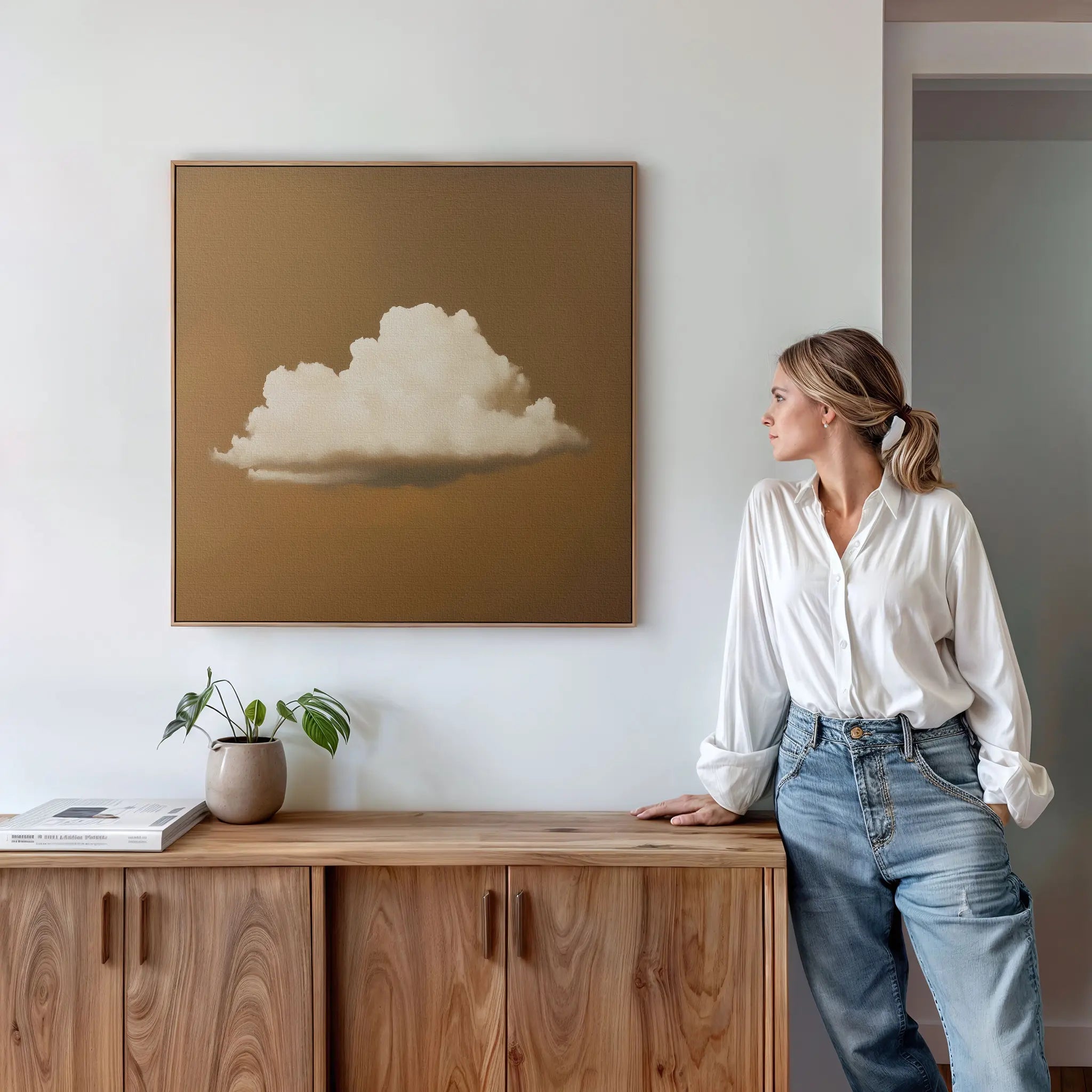 Whispers in Amber – earthy brown cloud canvas wall art print by Aspire Prints