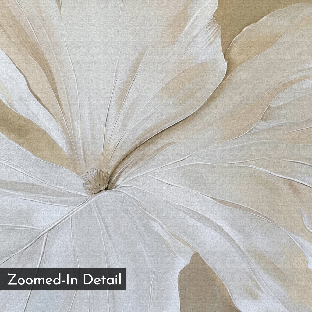 Whispering Petals in Mist – beige and white botanical canvas wall art print by Aspire Prints