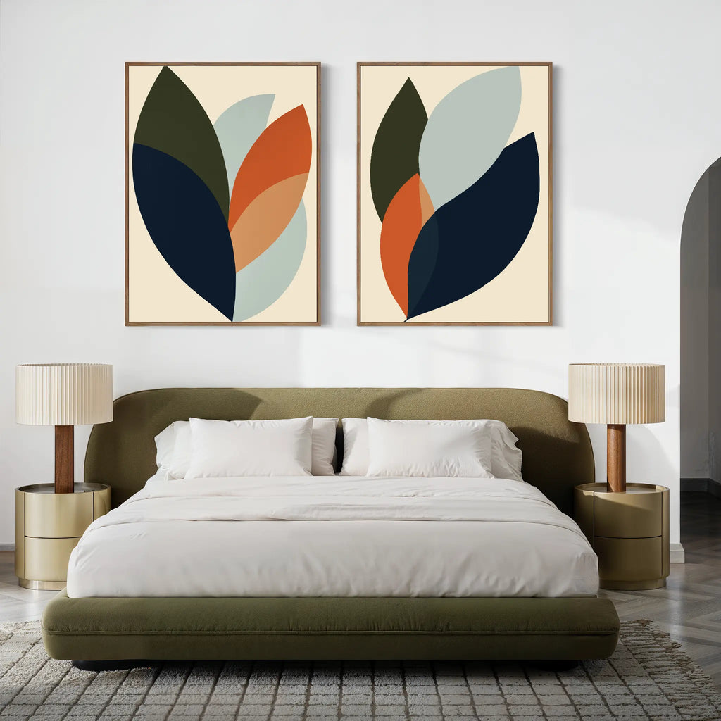 Ember & Olive Whispers – Set of 2 Canvas Prints set of 2 – multicolour botanical canvas wall art by Aspire Prints