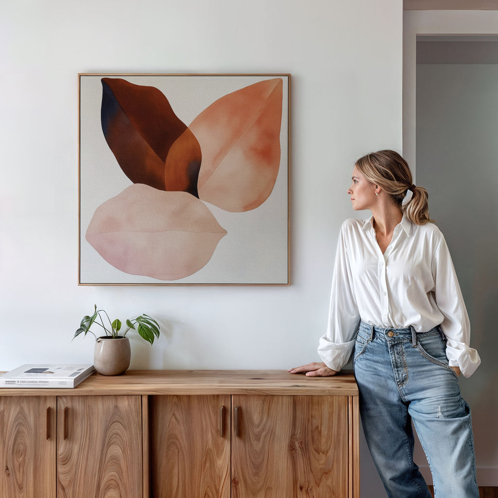 Whispers of Terracotta – neutral-toned botanical canvas wall art print by Aspire Prints