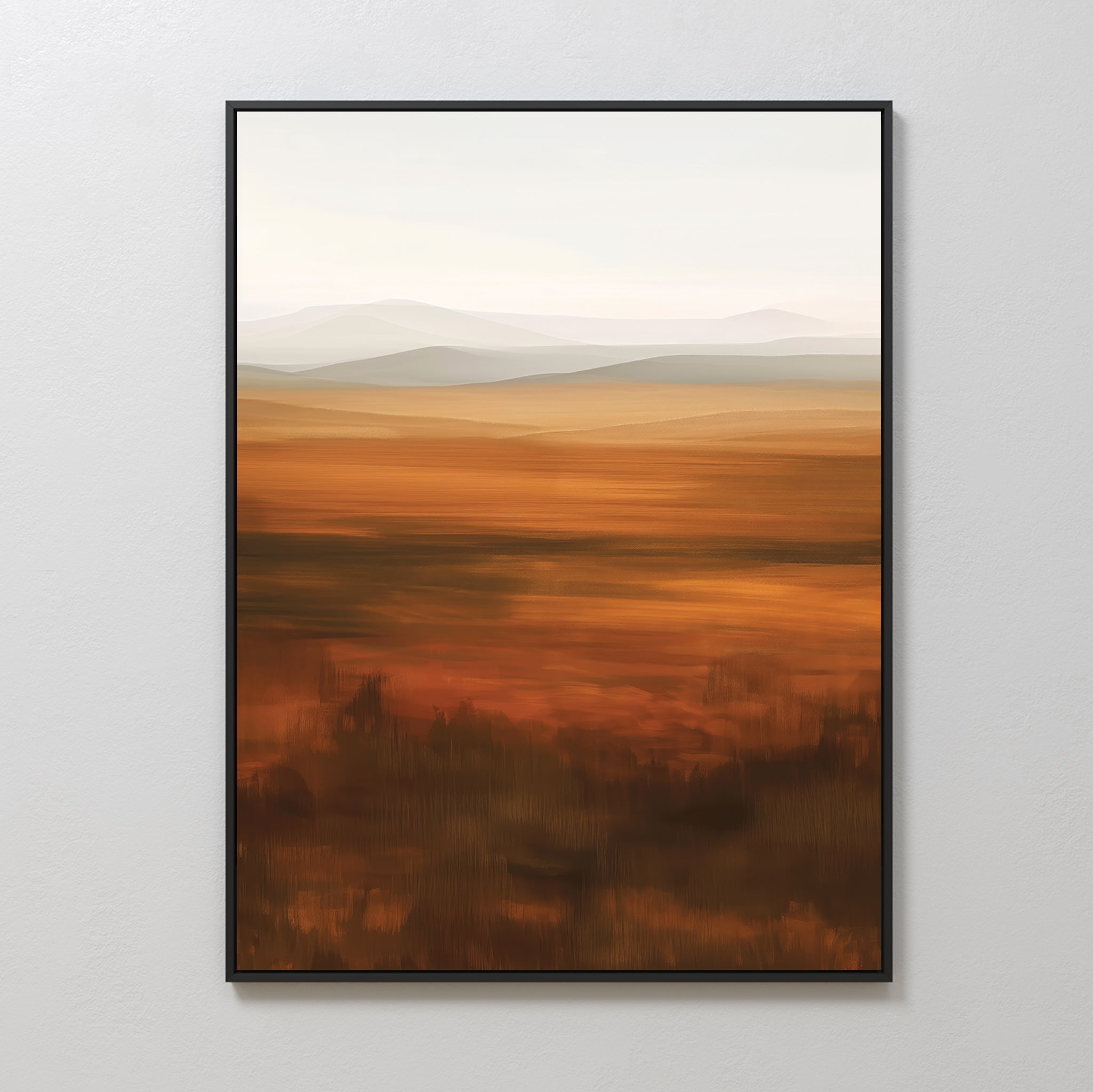 Amber Fields at Twilight – neutral-toned landscape canvas wall art print by Aspire Prints