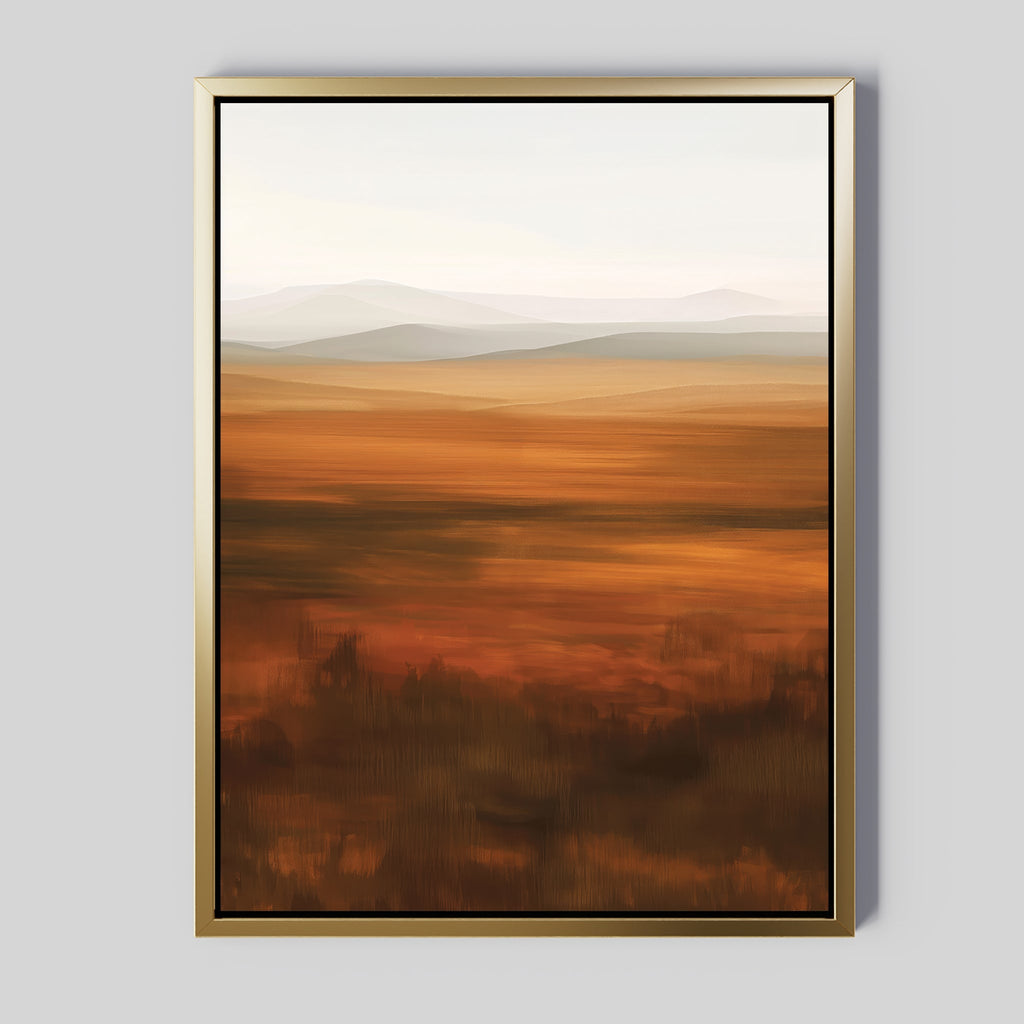 Amber Fields at Twilight – neutral-toned landscape canvas wall art print by Aspire Prints