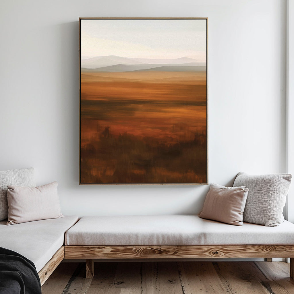 Amber Fields at Twilight – neutral-toned landscape canvas wall art print by Aspire Prints