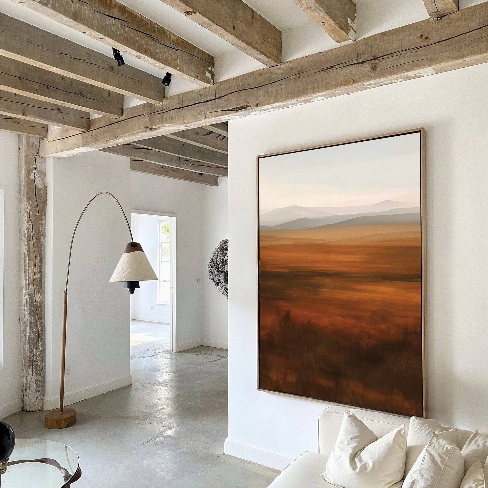 Amber Fields at Twilight – neutral-toned landscape canvas wall art print by Aspire Prints