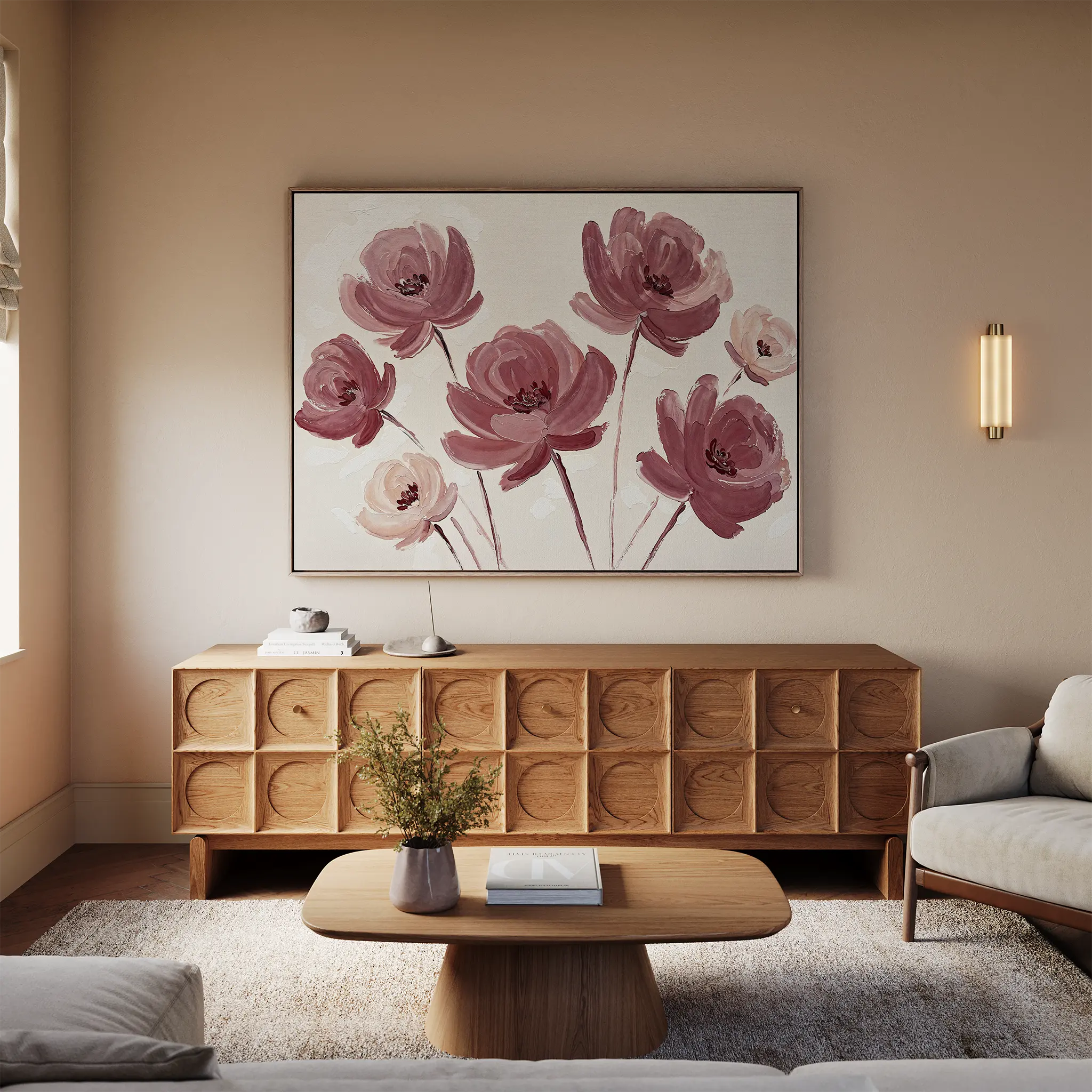 Whispers of a Fading Bloom – blush pink botanical canvas wall art print by Aspire Prints