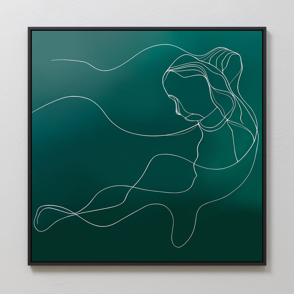 Whisper in Teal – blue abstract canvas wall art print by Aspire Prints