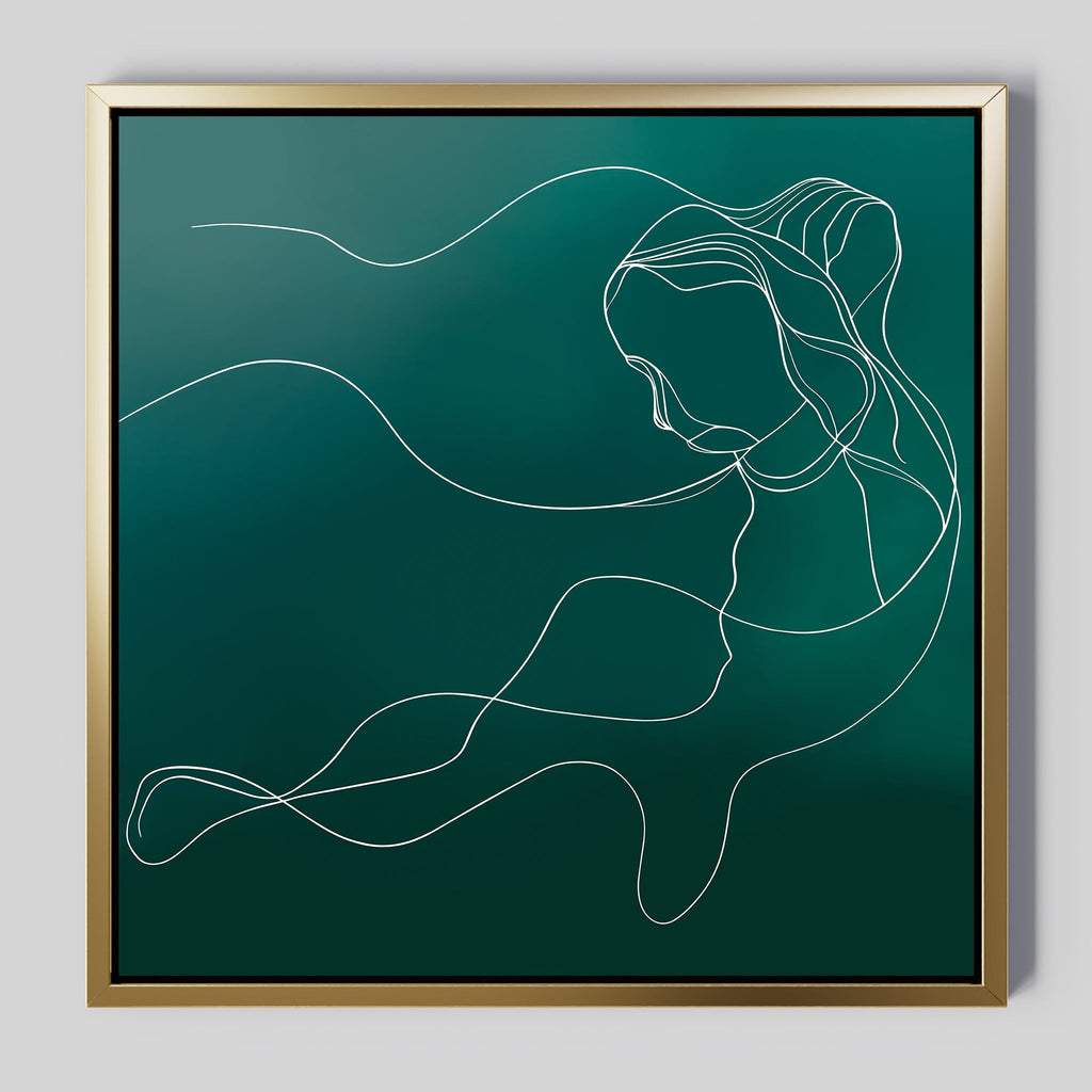Whisper in Teal – blue abstract canvas wall art print by Aspire Prints