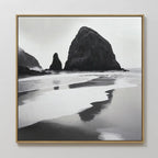Where Tides Whisper – black and white coastal canvas wall art print by Aspire Prints