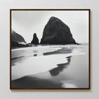 Where Tides Whisper – black and white coastal canvas wall art print by Aspire Prints