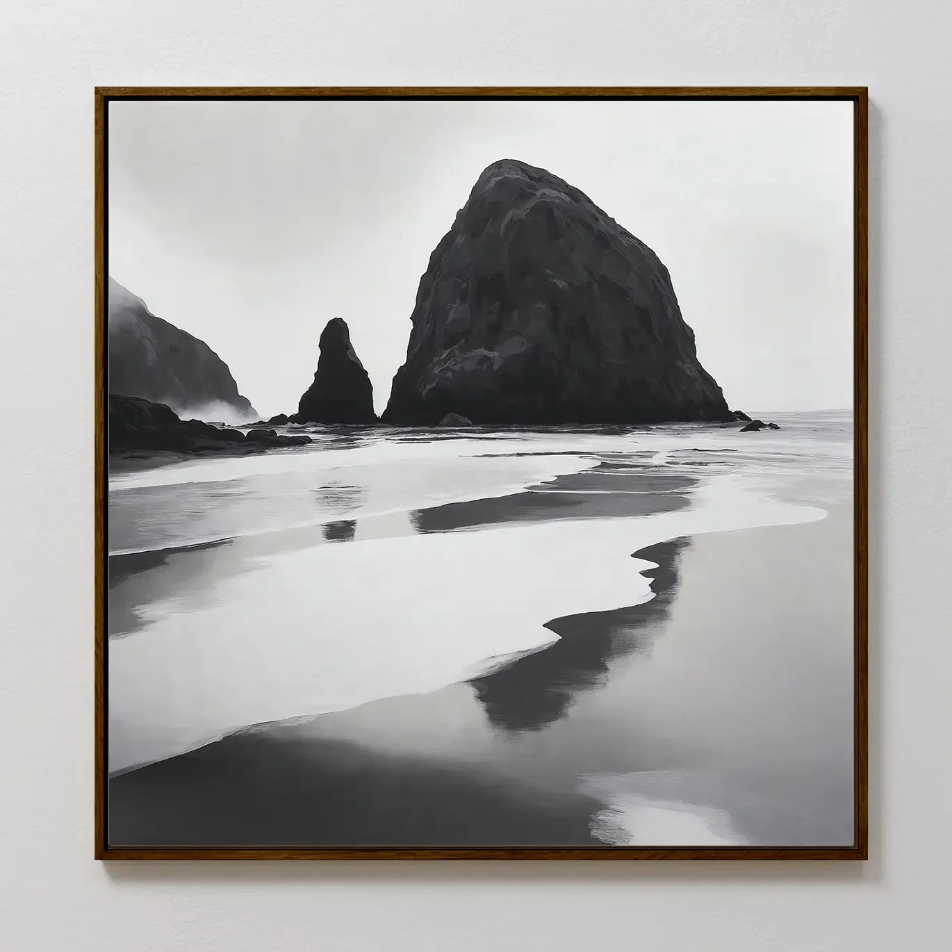 Where Tides Whisper – black and white coastal canvas wall art print by Aspire Prints