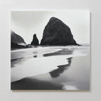 Where Tides Whisper – black and white coastal canvas wall art print by Aspire Prints
