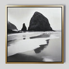 Where Tides Whisper – black and white coastal canvas wall art print by Aspire Prints