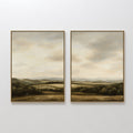 Whispering Hills Diptych – Set of 2 Canvas Prints set of 2 – green vintage canvas wall art by Aspire Prints
