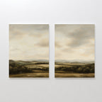 Whispering Hills Diptych – Set of 2 Canvas Prints set of 2 – green vintage canvas wall art by Aspire Prints