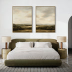 Whispering Hills Diptych – Set of 2 Canvas Prints set of 2 – green vintage canvas wall art by Aspire Prints