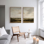 Whispering Hills Diptych – Set of 2 Canvas Prints set of 2 – green vintage canvas wall art by Aspire Prints
