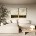Whispering Hills Diptych – Set of 2 Canvas Prints set of 2 – green vintage canvas wall art by Aspire Prints
