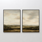 Whispering Hills Diptych – Set of 2 Canvas Prints set of 2 – green vintage canvas wall art by Aspire Prints