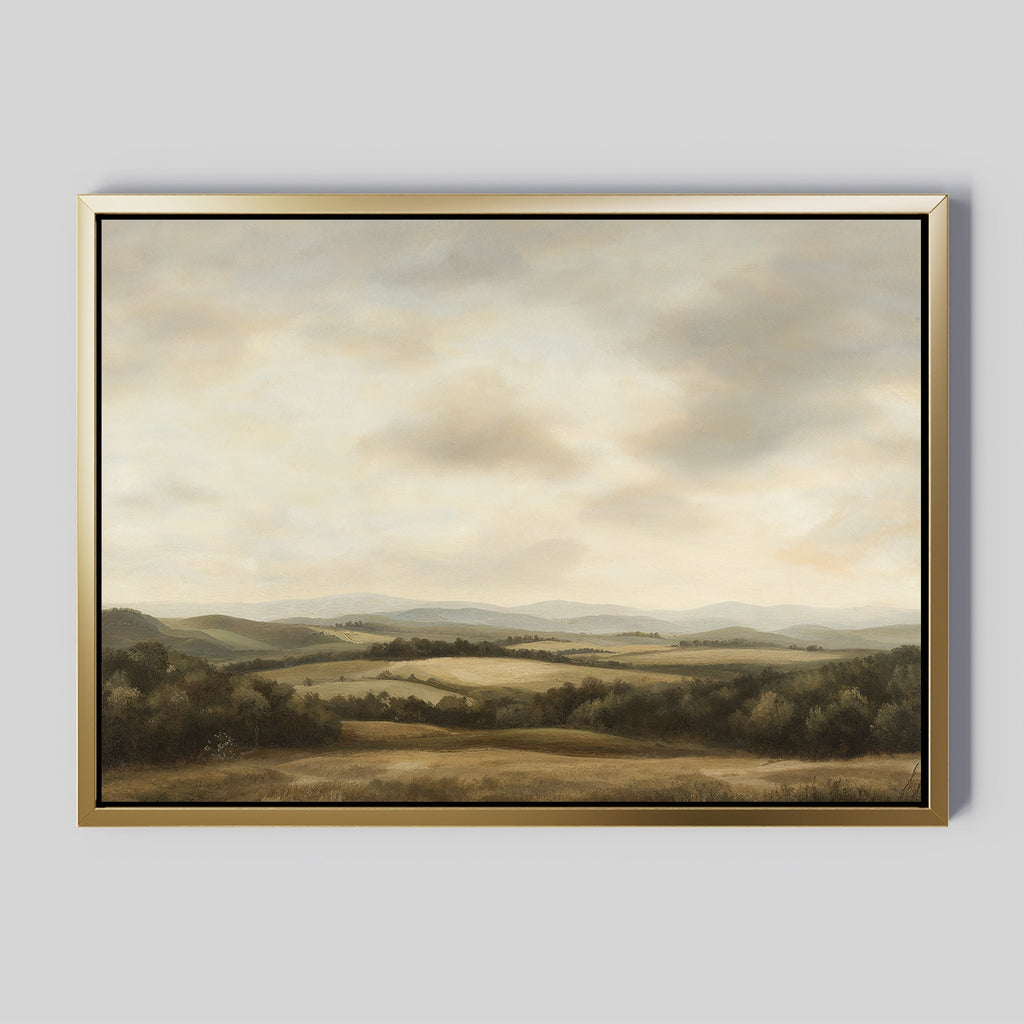 Where the Hills Exhale – green vintage canvas wall art print by Aspire Prints