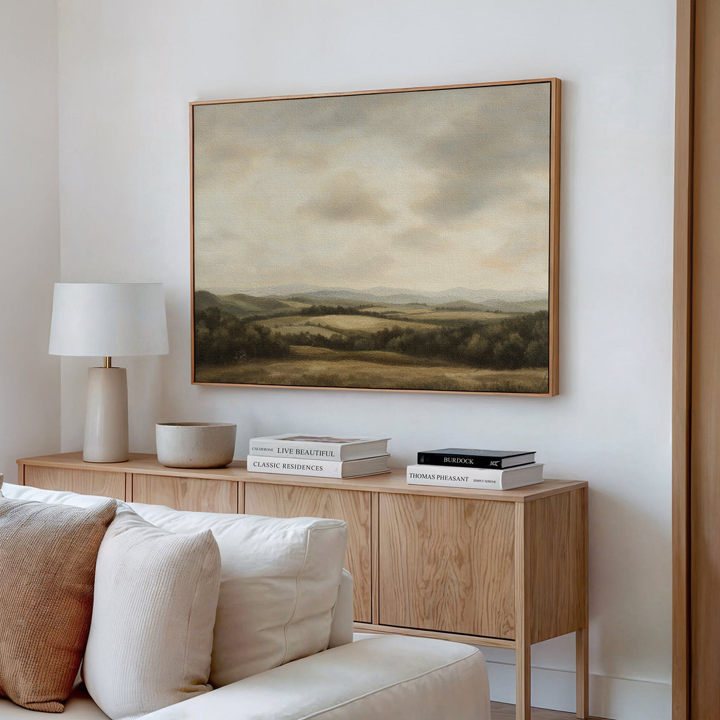 Where the Hills Exhale – green vintage canvas wall art print by Aspire Prints