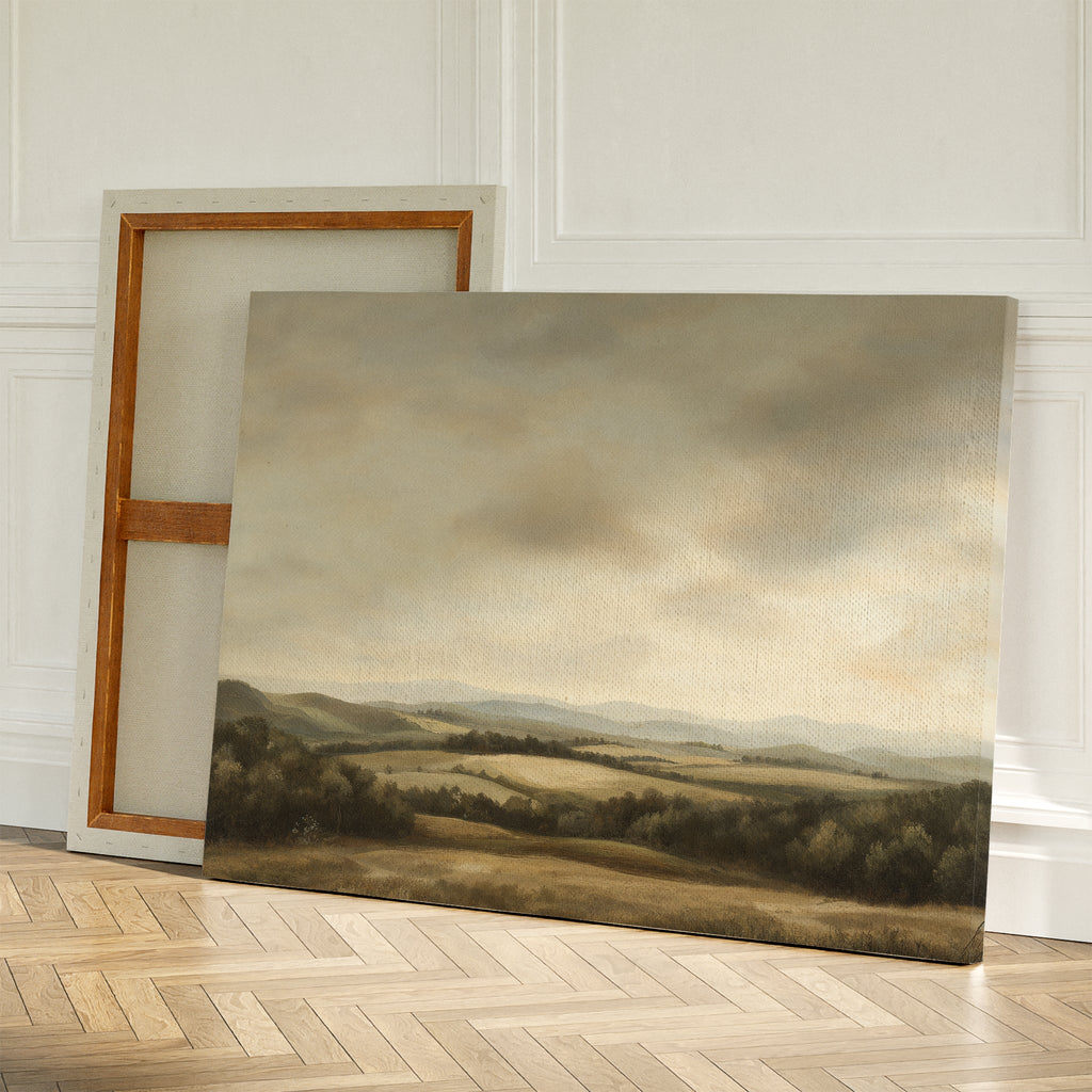Where the Hills Exhale – green vintage canvas wall art print by Aspire Prints