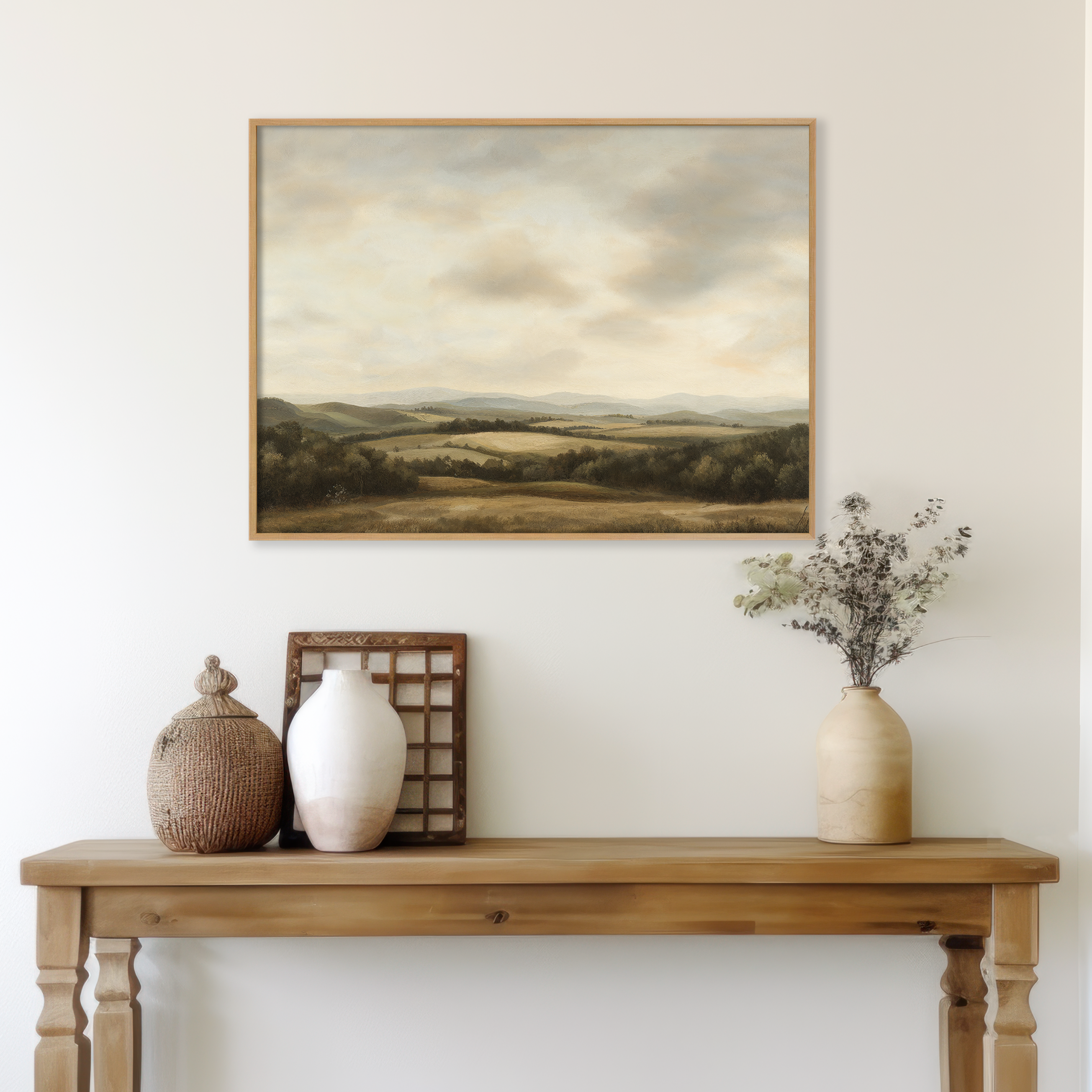 Where the Hills Exhale – green vintage canvas wall art print by Aspire Prints