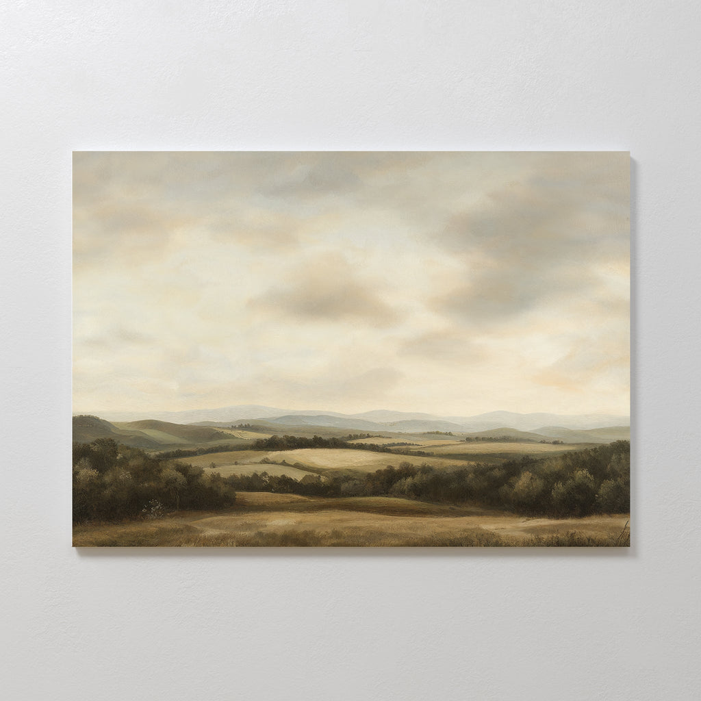 Where the Hills Exhale – green vintage canvas wall art print by Aspire Prints