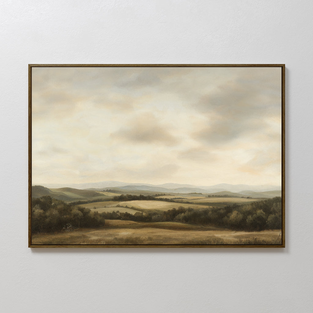 Where the Hills Exhale – green vintage canvas wall art print by Aspire Prints