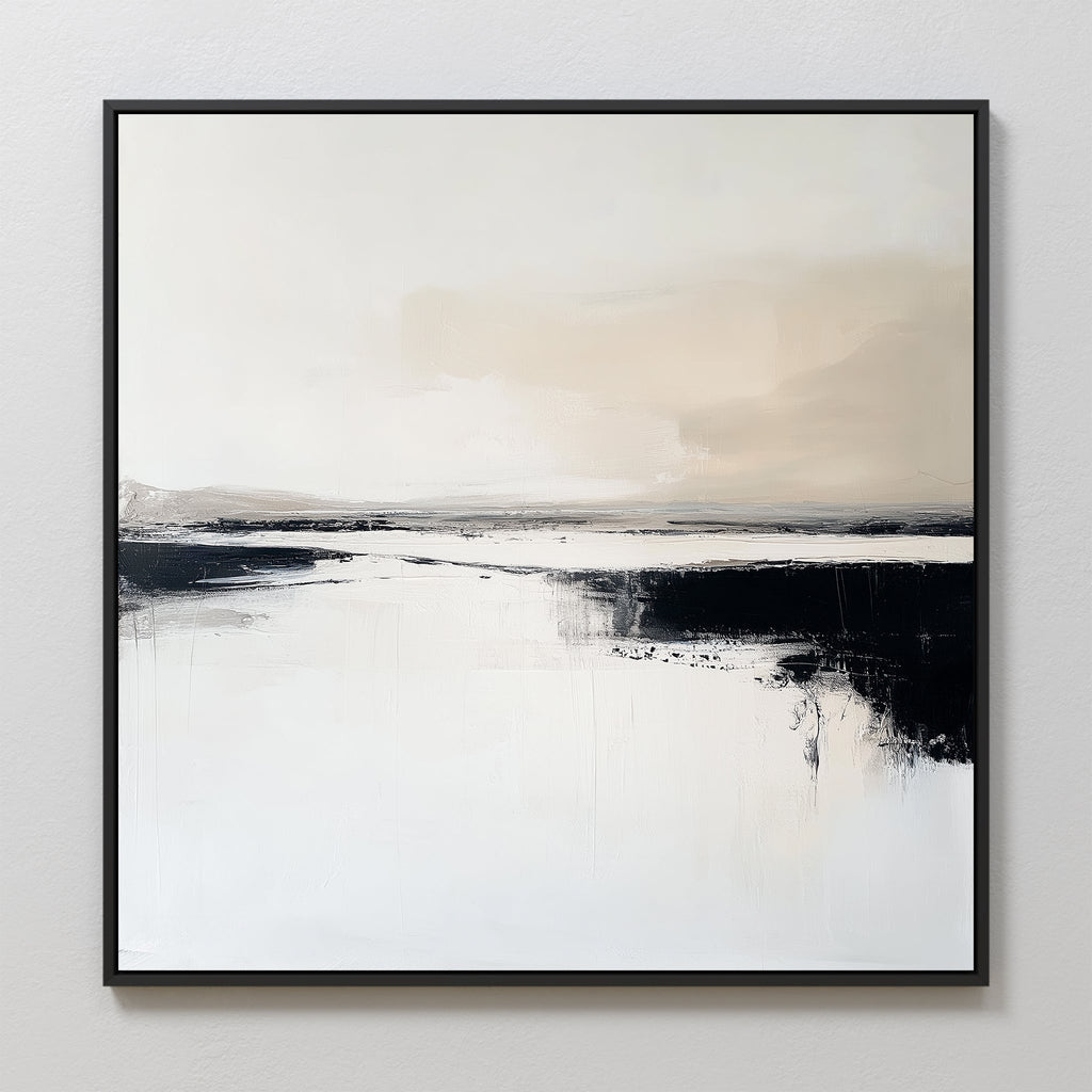 Whispers in Monochrome – beige and white landscape canvas wall art print by Aspire Prints