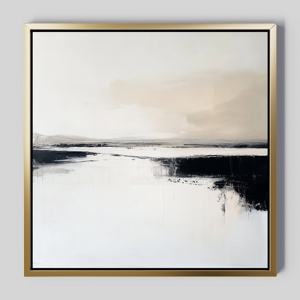 Whispers in Monochrome – beige and white landscape canvas wall art print by Aspire Prints
