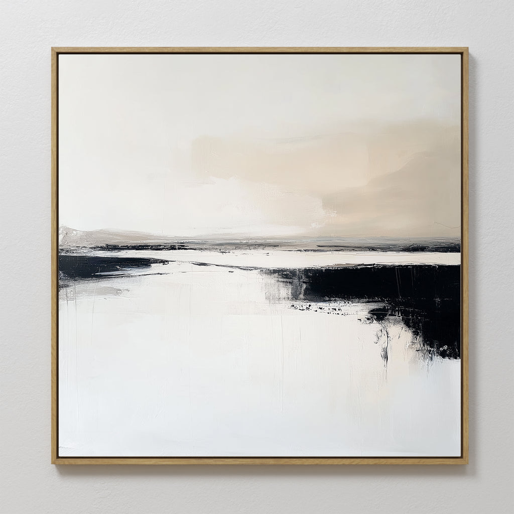 Whispers in Monochrome – beige and white landscape canvas wall art print by Aspire Prints
