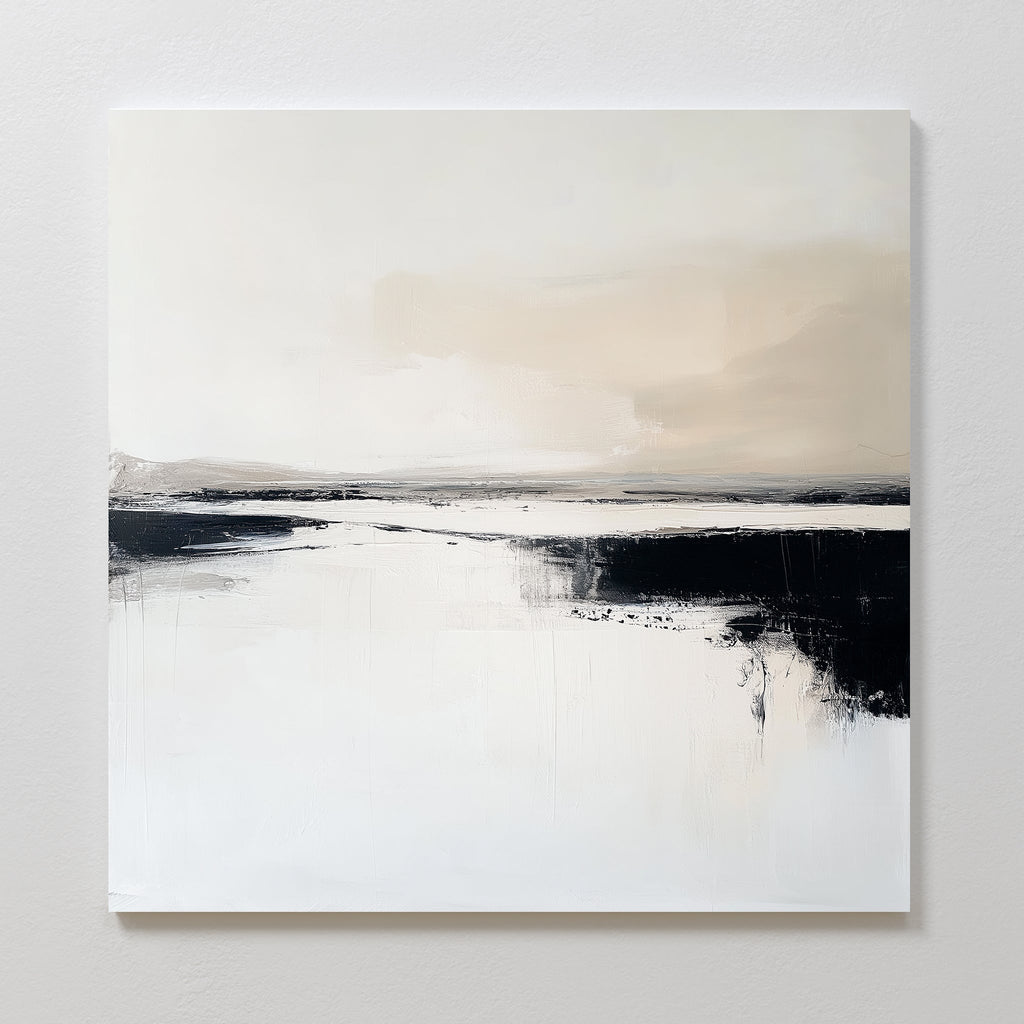 Whispers in Monochrome – beige and white landscape canvas wall art print by Aspire Prints