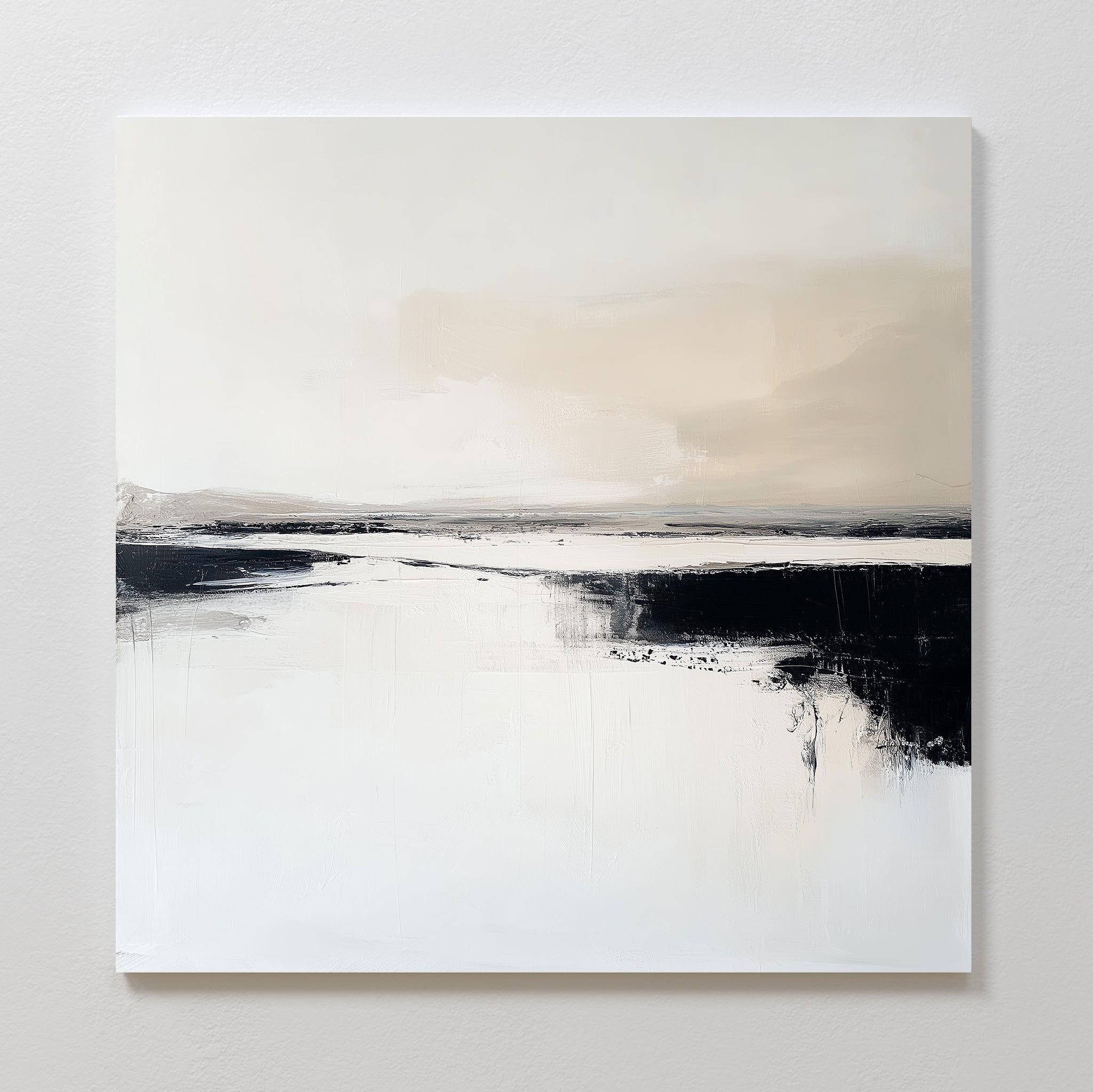 Whispers in Monochrome – beige and white landscape canvas wall art print by Aspire Prints