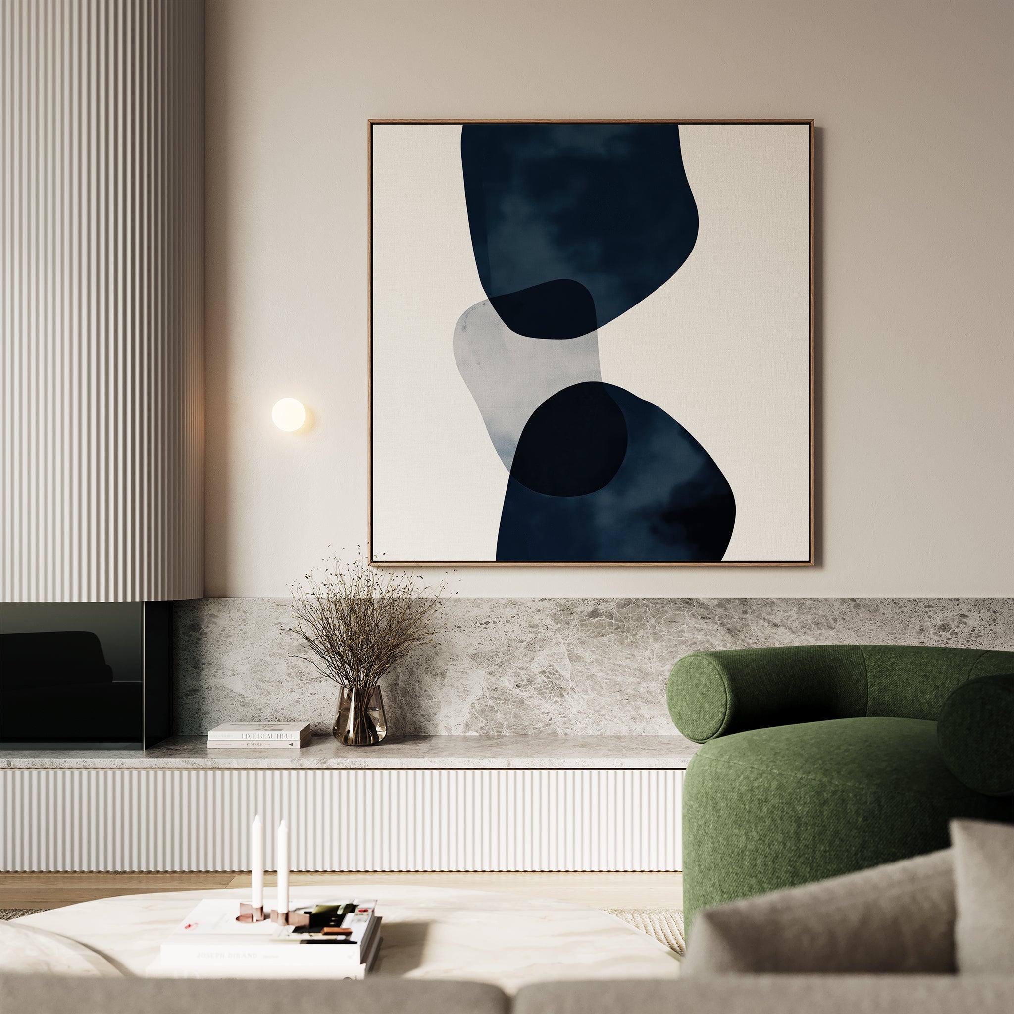 Tides of Midnight – blue abstract canvas wall art print by Aspire Prints